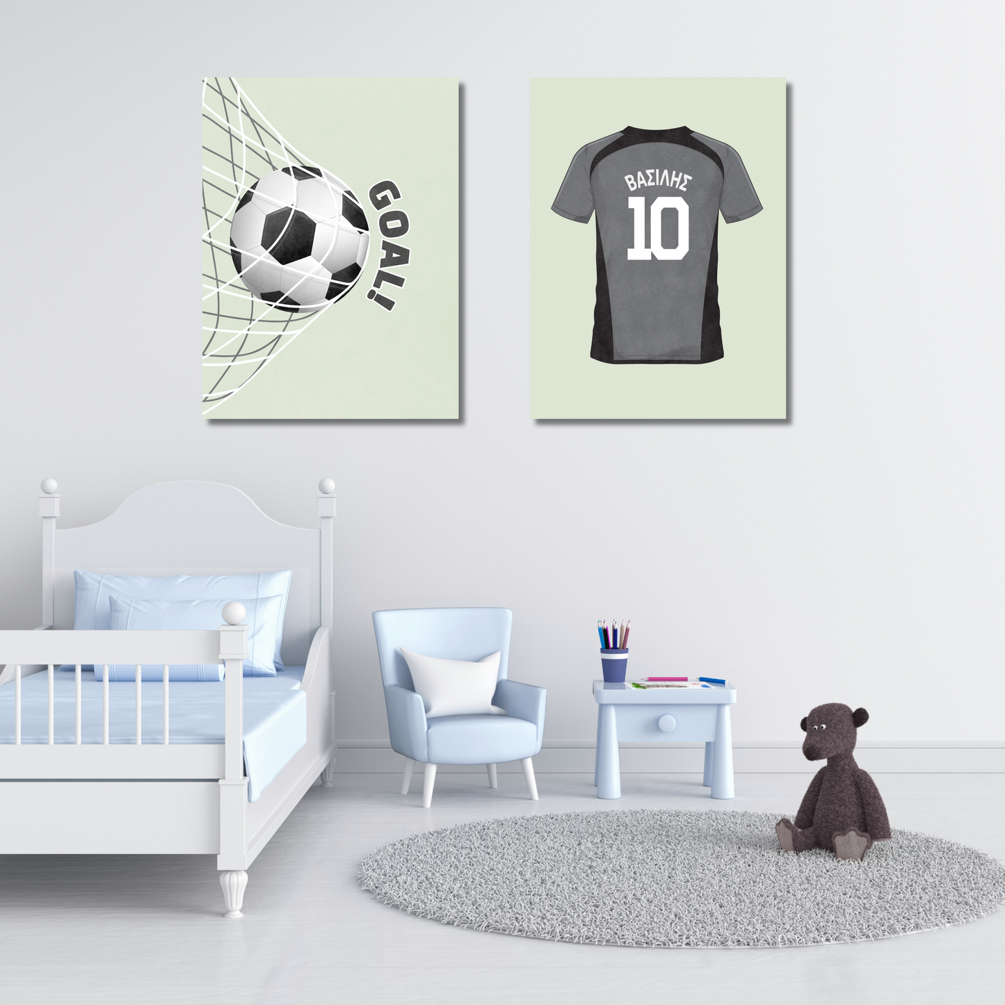 Σετ 2 Σχεδίων – Φανέλα & Μπάλα – Με Όνομα Παιδιού