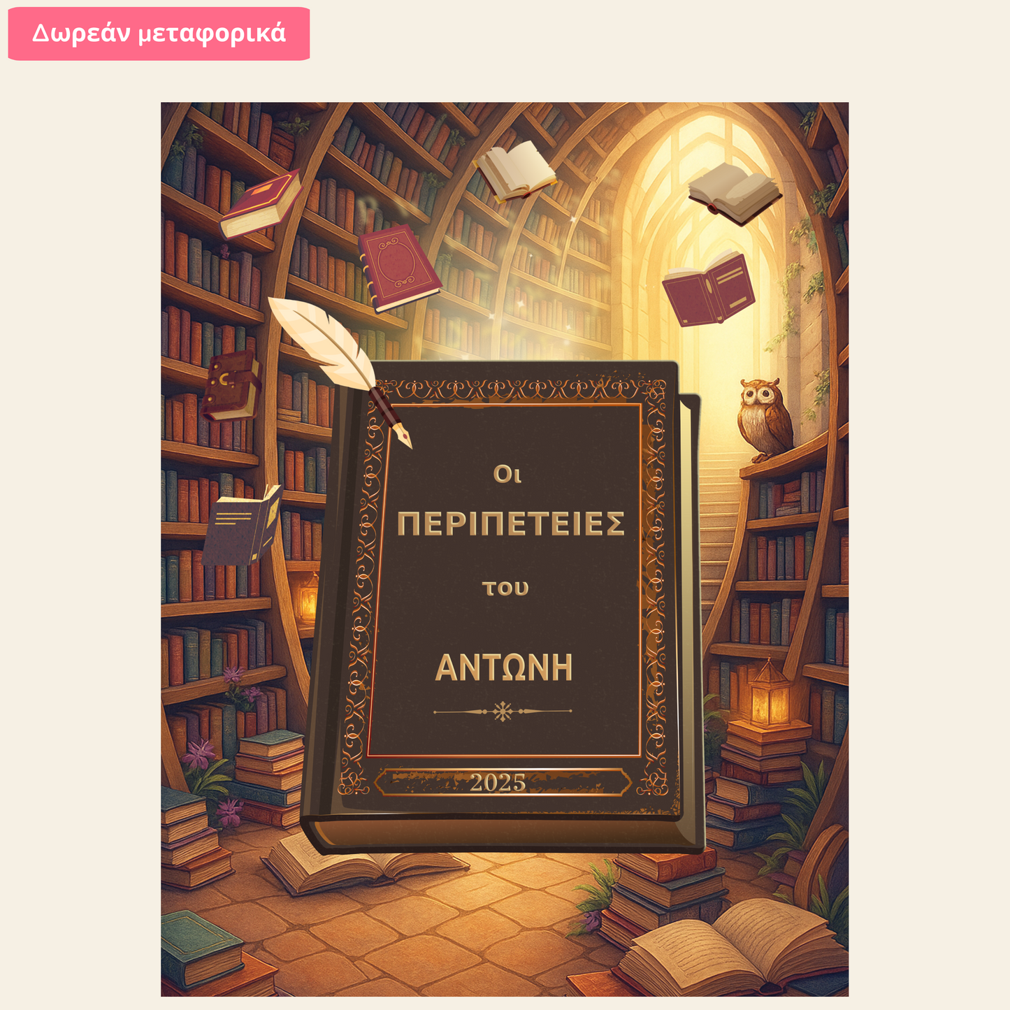 Μαγική Βιβλιοθήκη – Σχέδιο με Όνομα Παιδιού